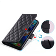 Husă cu clapetă pentru Samsung Galaxy S25 Ultra, Rhombus Crossbody Leather, negru