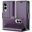 Husă pentru Samsung Galaxy S25 Edge, ERBORD Glossy Litchi, portofel cu clapetă, violet