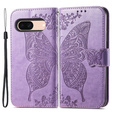 Cu clapetă pentru Google Pixel 8A, Butterfly, violet