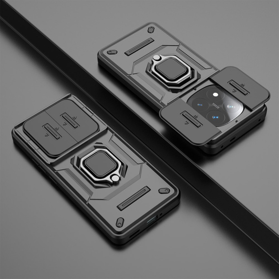 Husă pentru Xiaomi Redmi Note 14 Pro+ 5G, KickStand Camera Lens, negru