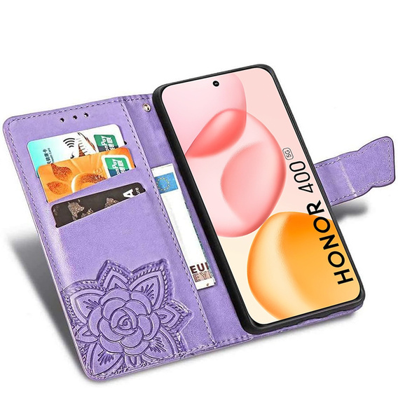 Cu clapetă pentru Honor 400 5G, Butterfly, violet