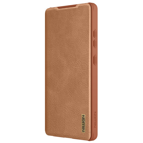 NILLKIN flip case NILLKIN pentru Samsung Galaxy S25 Ultra, CamShield Qin Pro, piele, maro