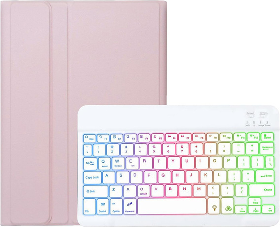 Husă cu tastatură bluetooth iluminată pentru iPad 10.9 2022 (10 gen.), roz