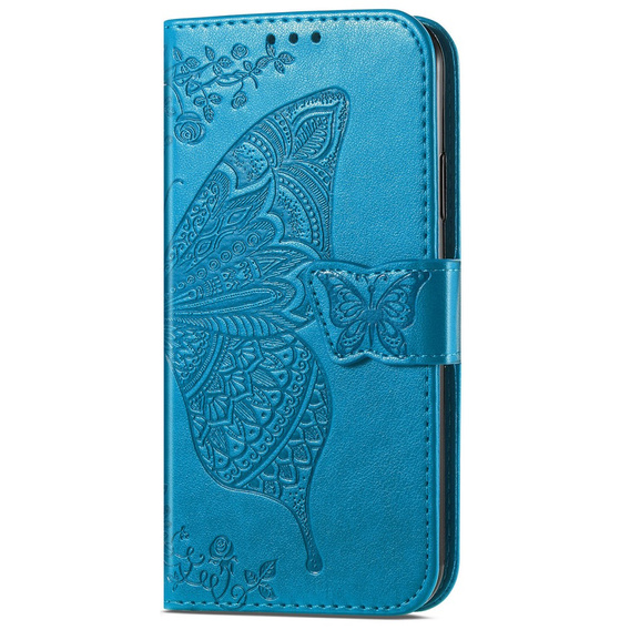 Cu clapetă pentru Samsung Galaxy A36, Butterfly, albastru