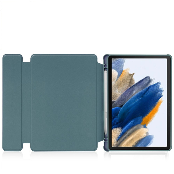 Husă pentru tastatură pentru Samsung Galaxy Tab A9+, Rotary 360° Leather, verde închis