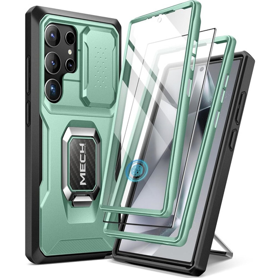 Carcasă pentru Samsung Galaxy S24 Ultra, seria Tongate MECH cu suport, verde deschis