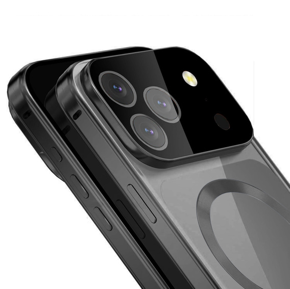 Husă magnetică dublă din sticlă pentru MagSafe pentru iPhone 17 Pro, negru