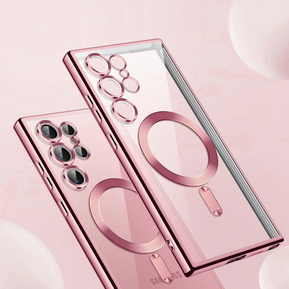 Husă pentru Samsung Galaxy S25 Ultra, Electro MagSafe, roz rose gold + Sticlă pentru ecran