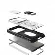 Husă blindată pentru Samsung Galaxy S23, CamShield Slide, alb / negru