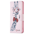 Cu clapetă pentru Samsung Galaxy A05s, Wallet, giraffe, roz