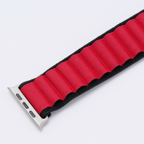 Curea din nailon pentru Apple Watch 1/2/3/4/4/5/6/6/7/8/SE/ULTRA 42/44/45/49mm, negru / roșu