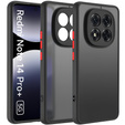 Husă din silicon pentru Xiaomi Redmi Note 14 Pro+ 5G, cu protecție pentru cameră, transparent / negru + sticlă călită 9H