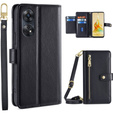 Cu clapetă pentru Oppo Reno8 T 4G, Wallet Zipper Pocket, negru