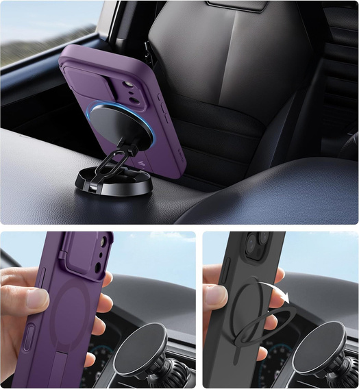 Husă Suritch rezistentă la șocuri, cu suport și capac pentru cameră, pentru MagSafe pentru iPhone 17 Pro Max