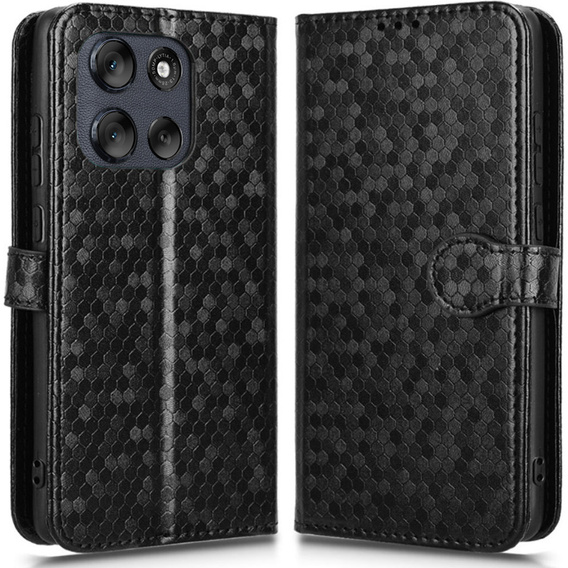 Husa cu clapetă pentru Motorola Moto G56 5G, Wallet Rhombus, negru