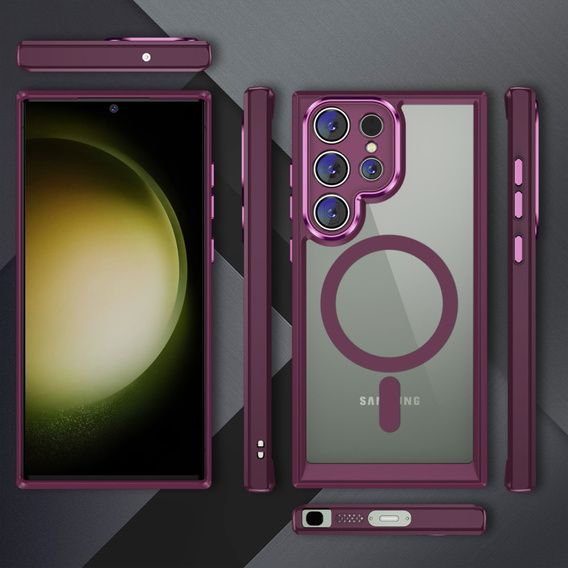 Husă pentru Samsung Galaxy S23 Ultra, ERBORD Impact Guard, MagSafe, maroon