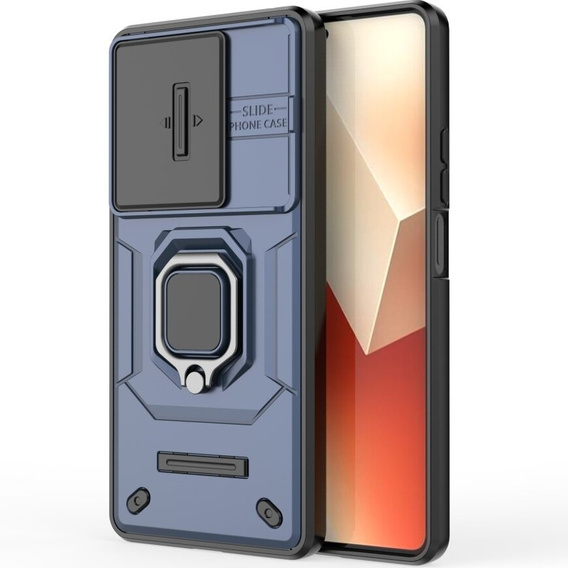 Husă pentru Xiaomi Redmi Note 13 5G, KickStand Camera Lens, albastru