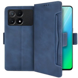 Cu clapetă pentru Xiaomi Poco F6 Pro, Card Slot, albastru închis