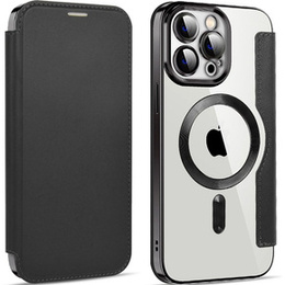 Cu clapetă pentru iPhone 13 Pro Max, RFID Wallet MagSafe CamShield, negru