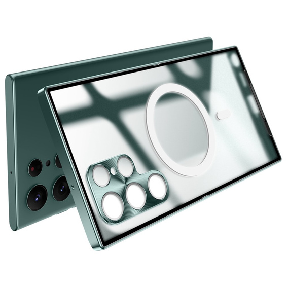 Carcasă de protecție pentru camera foto pentru Samsung Galaxy S22 Ultra, CamShield MagSafe, transparent / verde