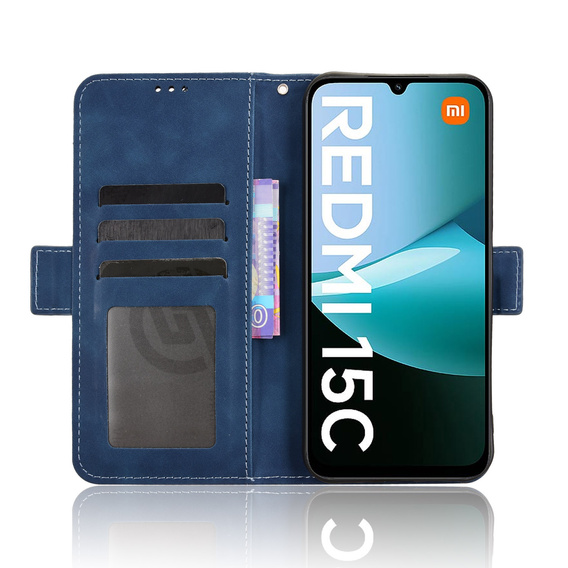 Cu clapetă pentru Xiaomi Redmi 15C 4G/LTE, Card Slot, albastru închis