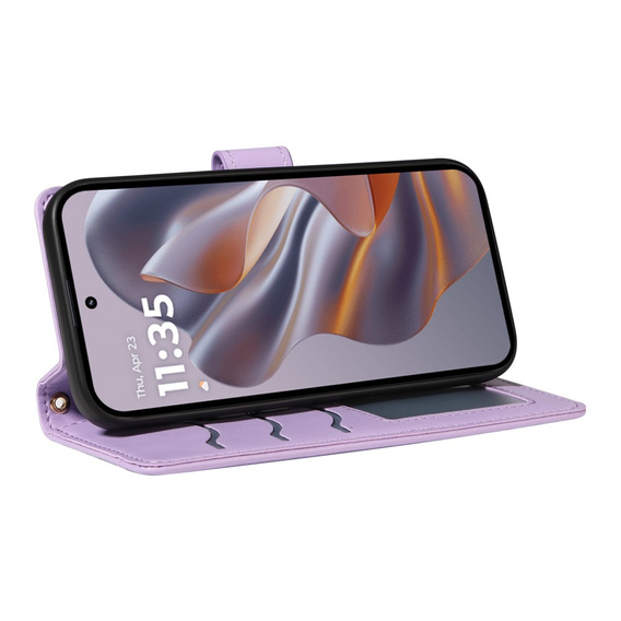 Husă cu clapetă pentru Motorola Edge 50 Neo / Motorola ThinkPhone 25, Rhombus Crossbody Leather, violet