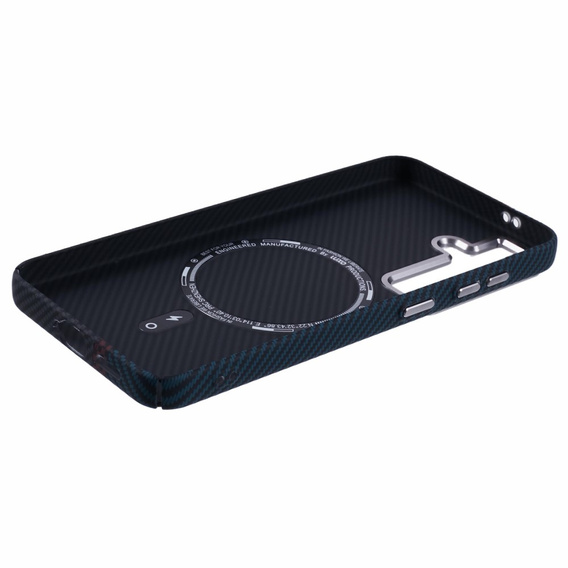 Carcasa pentru Samsung S25+ Plus, Carbon Fiber MagSafe, negru / albastru