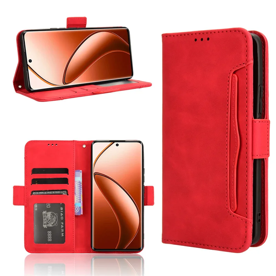 Cu clapetă pentru Realme 12 Pro 5G / 12 Pro+ 5G, Card Slot, roșu