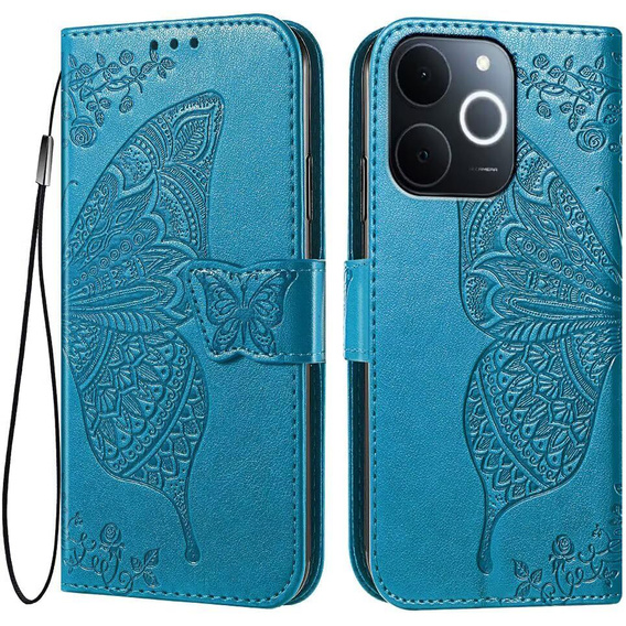 Cu clapetă pentru Realme Note 70T 4G, Butterfly, albastru