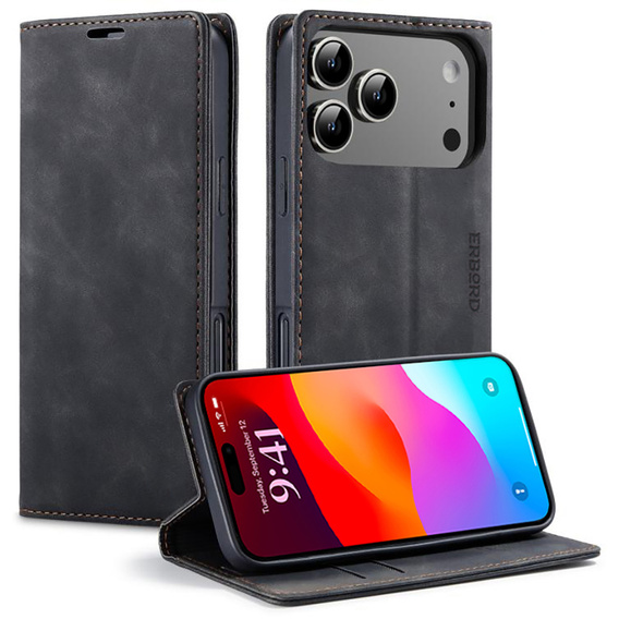 ERBORD Carcasă portofel vintage cu clapetă pentru iPhone 17 Pro Max