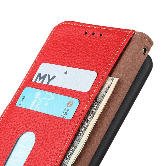 KHAZNEH RFID caz pentru OnePlus 12R, Litchi Texture, roșu
