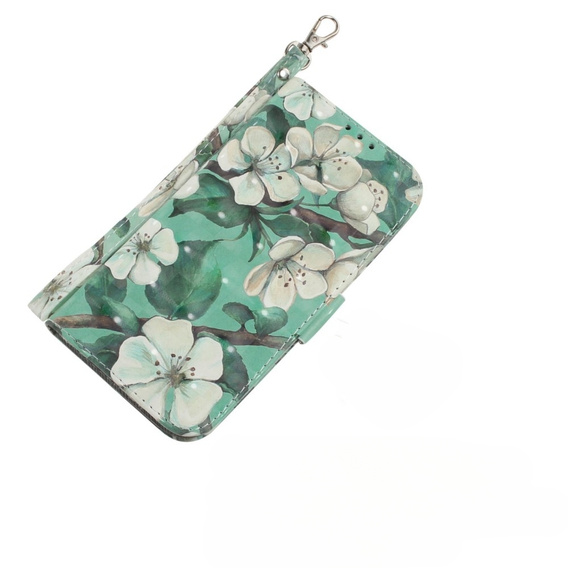 Cu clapetă pentru Motorola Moto E22 / E22i, Wallet, flowers, alb