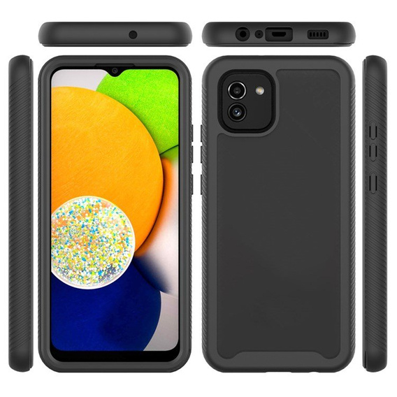 Carcasă pentru Samsung Galaxy A03, Shockproof, cu folie, negru