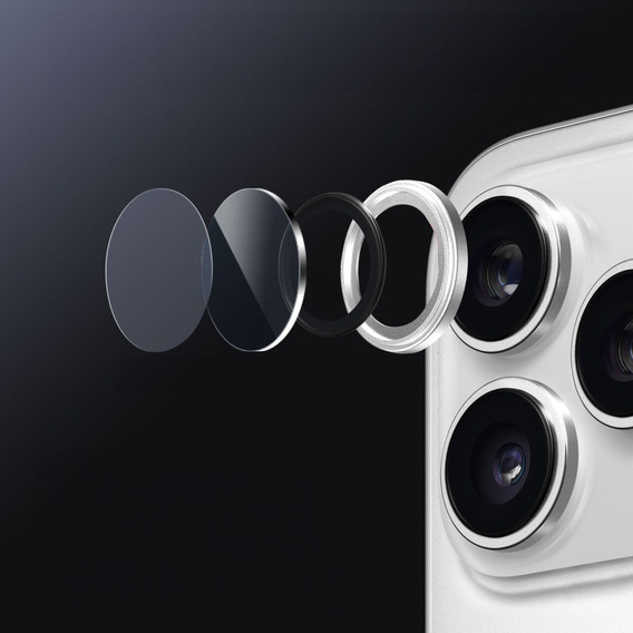 2x ERBORD OPTIK Pro sticlă călită pentru iPhone 16 Pro / 16 Pro Max camera foto, negru