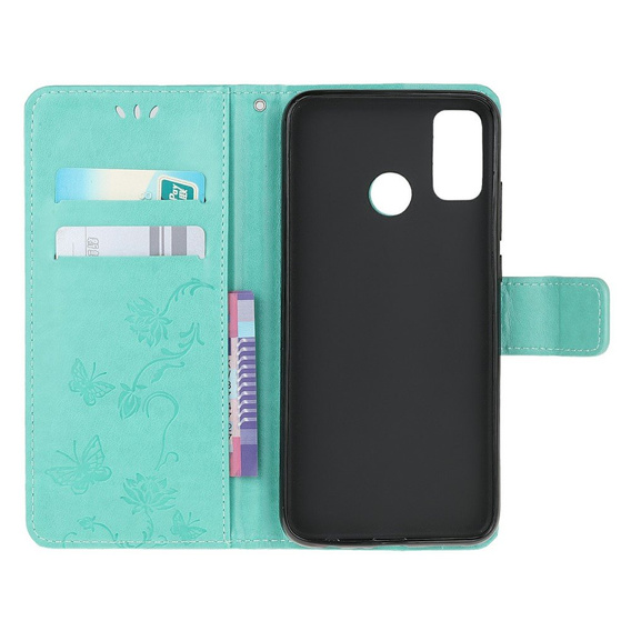 Cu clapetă pentru Motorola Moto G30 / G10, Butterfly, albastru