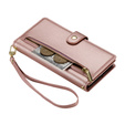 Cu clapetă pentru iPhone 16 Pro Max, Wallet Zipper Pocket, roz