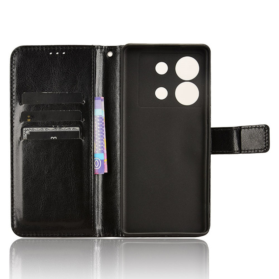 Cu clapetă pentru Infinix Zero 30 5G, Crazy Horse Wallet, negru