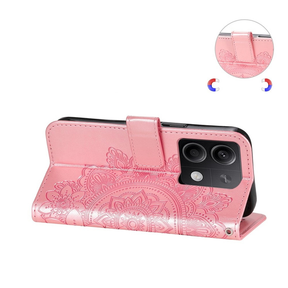 Cu clapetă pentru Xiaomi Redmi Note 13 5G, Mandala, roz rose gold
