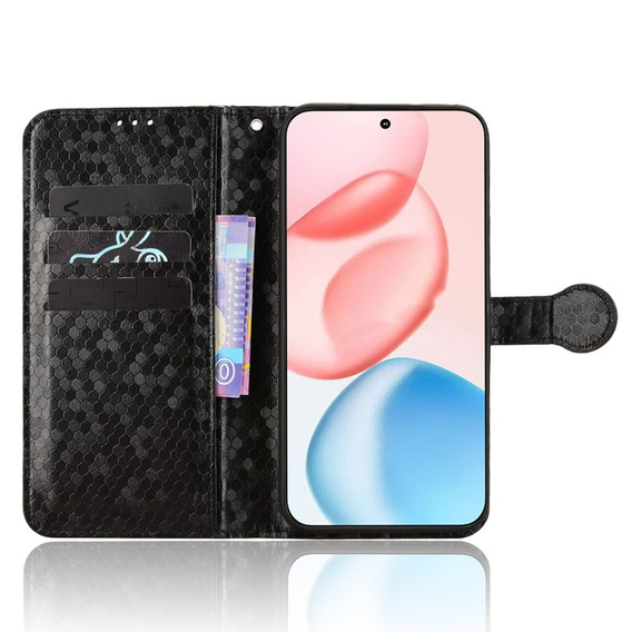 Husa cu clapetă pentru Honor 400 5G, Wallet Rhombus, negru