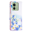 Cu clapetă pentru Motorola Edge 40 5G, Wallet, butterfly & flowers, albastru
