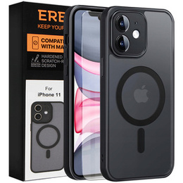 Husă pentru iPhone 11, pentru MagSafe, ERBORD Matt Case, negru + sticlă pentru ecran