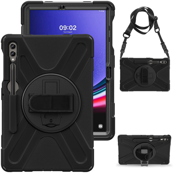 Husă pentru Samsung Galaxy Tab S9 FE+ / S9+ / S8+ / S7+, protecție blindată, negru