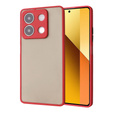 Carcasă din silicon pentru Xiaomi Redmi Note 13 5G, cu protecție pentru camera foto, transparent / roșu + sticlă călită 9H