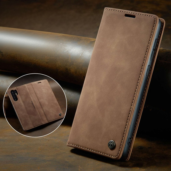 Husa CASEME pentru Huawei P30 Pro, Leather Wallet Case, maro