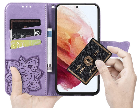 Cu clapetă pentru Realme 12 Pro 5G / 12 Pro+ 5G, Butterfly, violet