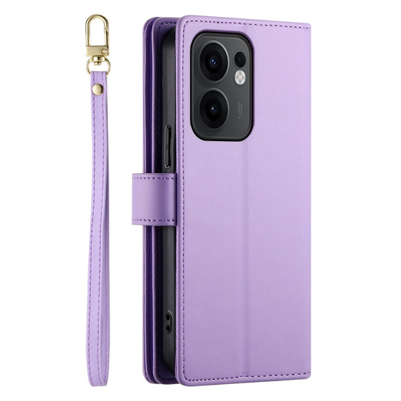 Cu clapetă pentru Oppo Reno 13F 5G, Wallet Zipper Pocket, violet