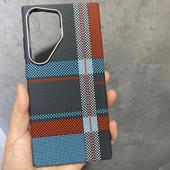 Carcasa pentru Samsung Galaxy S23 Ultra, Carbon Fiber MagSafe, albastru / roșu