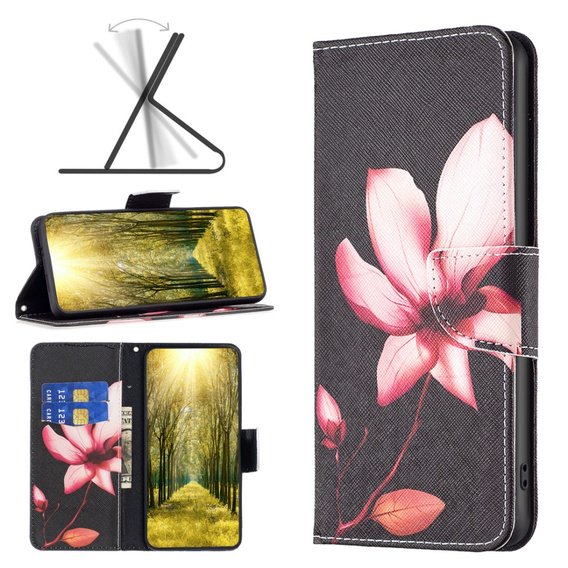 Cu clapetă pentru Xiaomi Redmi Note 13 Pro 5G, Wallet, Lotus negru