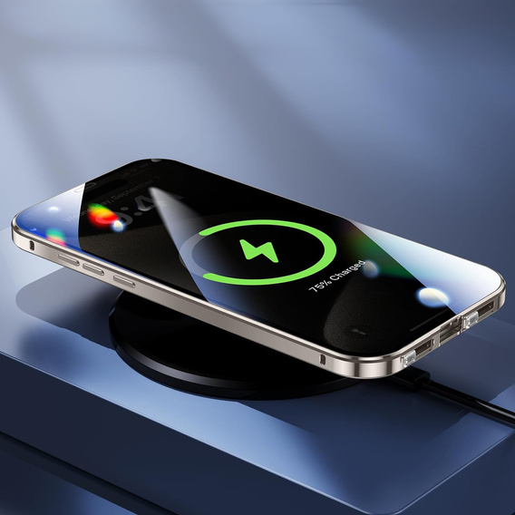 Carcasa Magnetic Dual Glass MagSafe pentru iPhone 16, de argint