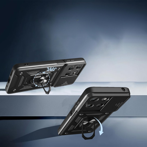 Husă blindată pentru Motorola Moto G15 / Motorola Moto G15 Power, CamShield Slide, negru